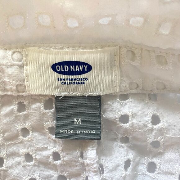 Old Navy White Eyelet Lace Mini Dress Short Sleeve Lightweight Cottagecore Sz M - Picture 4 of 9